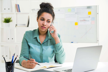 Black woman on phone