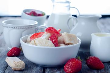 Ukrainian traditional lazy dumplings with cottage cheese.