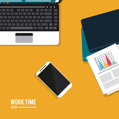 Work time design. Office icon. Colorful illustration