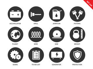 Tools icons on white background