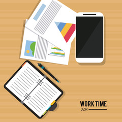 Work time design. Office icon. Colorful illustration