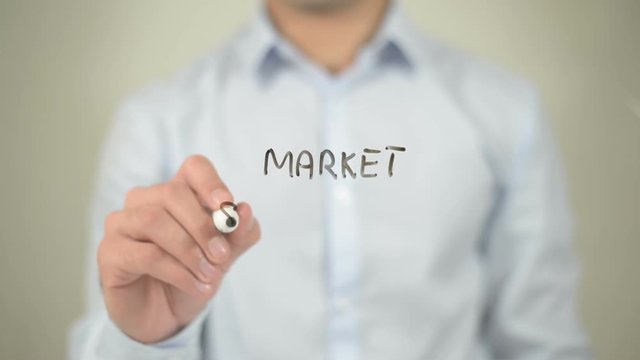 Market Segmentation , man writing on transparent screen