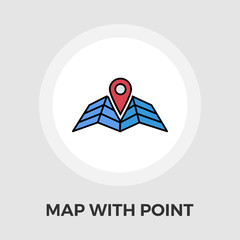 Map with point vector flat icon