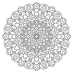 Vector mandala drawn with black lines