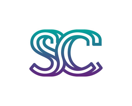 SC lines letter logo