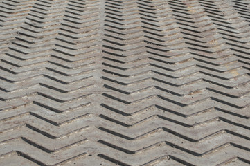 Corrugated iron ferry deck surface closeup as background