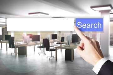 blue web search button office appartment 3d illustration