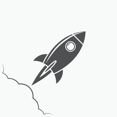 Rocket icon, rocket logo, rocket emblem on white background