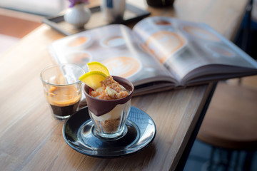 Apple caramel crumble Affogato with espresso drop