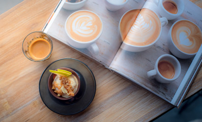 Apple caramel crumble Affogato with espresso drop