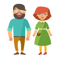 Man and woman couple in flat design. Vector fashion couple people.