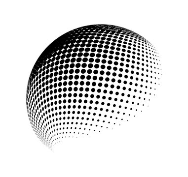 halftone globe, sphere vector logo symbol, icon, design. abstract dotted globe illustration isolated on background.