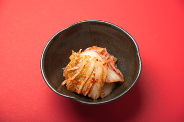 kimchi with red background