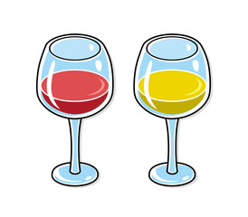 Red wine glass and white wine glass icons.
