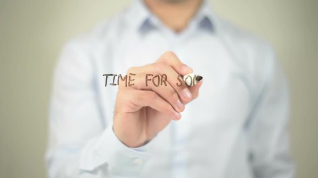 Time For Something New , man writing on transparent screen