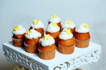 cupcakes on a stand.