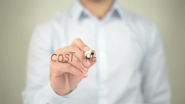 Cost Per Lead , man writing on transparent screen