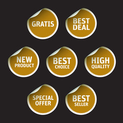 Fototapeta premium Set of Golden vector stickers on black background