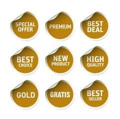 Set of Golden vector stickers and text