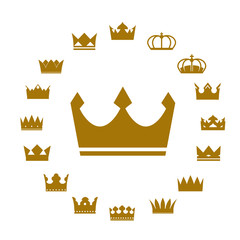 Set of Golden crowns. Vector Icons