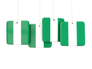 Square labels with flag of nigeria