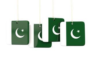 Square labels with flag of pakistan