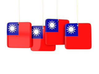 Square labels with flag of republic of china