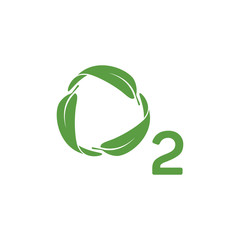 o2 logo, ecology green icons set on white background