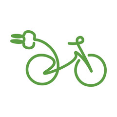 bicycle, ecology green icons set on white background