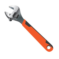 Object tool. Wrench on a orange and dark grey isolated on white background. Tool service.