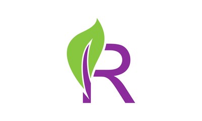 R Letter Green Leaves Logo
