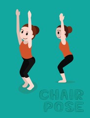 Yoga Chair Pose Cartoon Vector Illustration