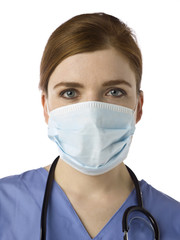 female nurse wearing face mask