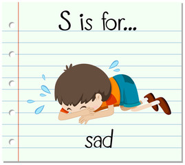 Flashcard letter S is for sad