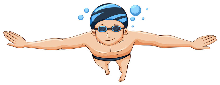 Swimmer wearing cap and goggles