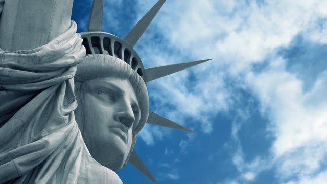 Statue Of Liberty With Passing Sky