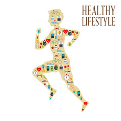Healthy lifestyle design. bodycare icon.  Colorful illustration