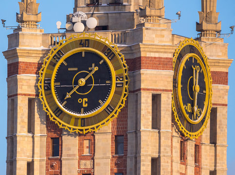 Giant tower clocks of Moscow State University - Powered by Adobe