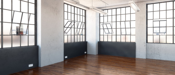 Obraz premium Postindustrielle Bürofläche (panoramisch)