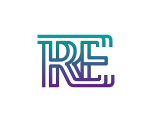 RE lines letter logo