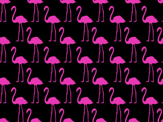 Seamless pattern with pink flamingos, seamless flamingo, bird pattern. Vector.