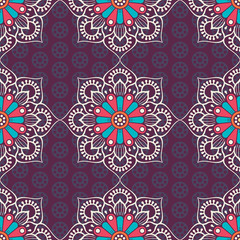 Fototapeta na wymiar Ethnic floral seamless pattern