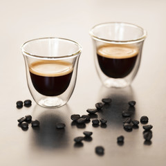 Espresso in a transparent cup