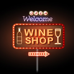 Wine shop neon sign