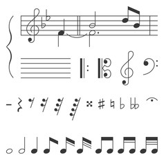 Music note elements, clef  vector