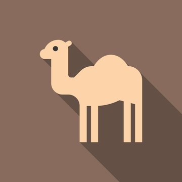 Camel icon with long shadow, flat design