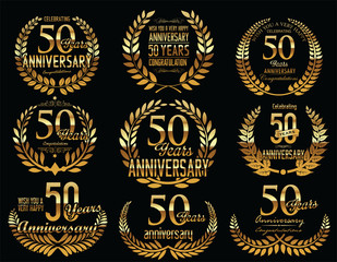 Anniversary Golden Laurel wreath retro vintage collection 50 years