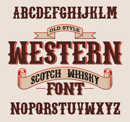 Western label font with decoration design.