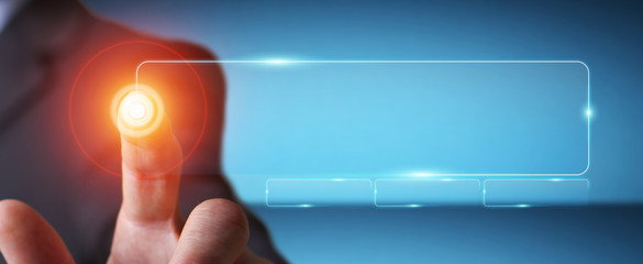 Businessman using tactile interface web address bar to surf on i