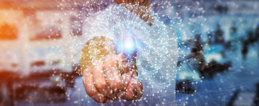 Businessman using data network